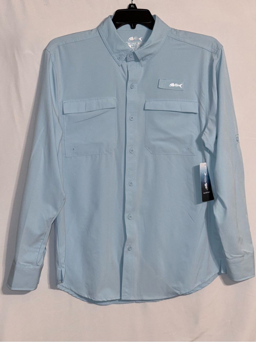 NWT Silver Bait Light Blue Long-Sleeve Performance Fishing Shirt Size Medium